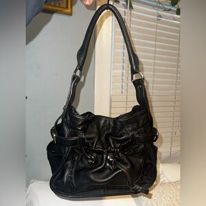 B. Makowsky Black Leather Shoulder Bag